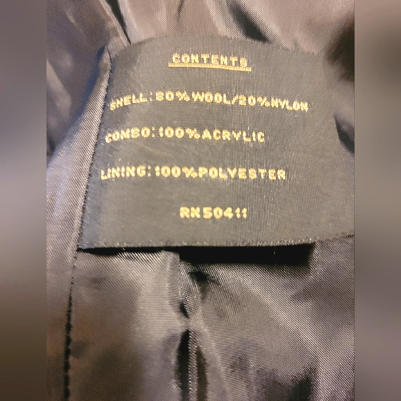 NWOT Fleet Street Wool Winter Coat Black With Hood Size Small Italy - Picture 5 of 6